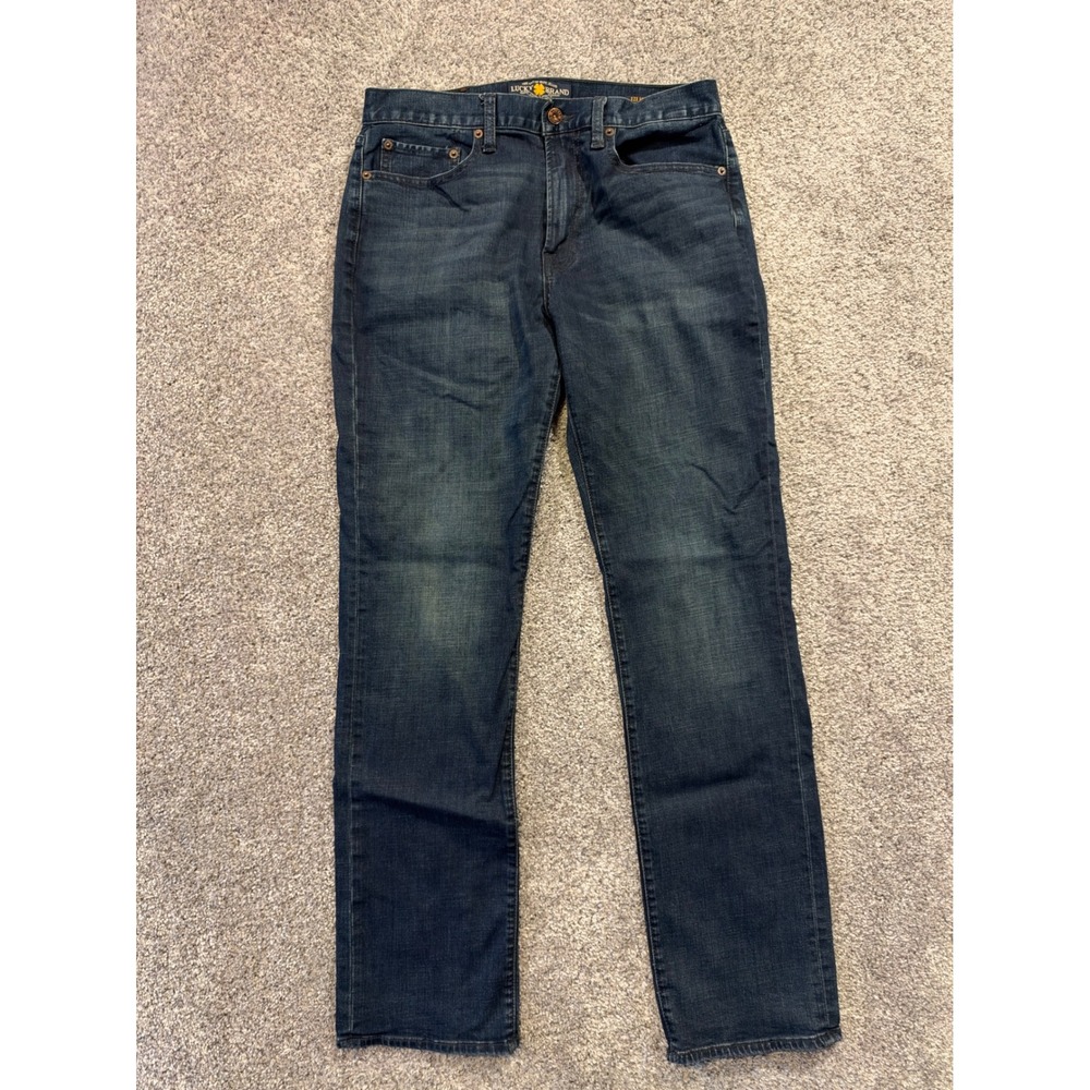 Lucky Brand Jeans Mens 32x34 Blue 121 Heritage Slim Dark Wash Stretch Denim